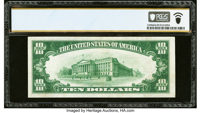 image for: Fr. 2000-A $10 1928 Federal Reserve Note. PCGS Banknote About Unc 55....