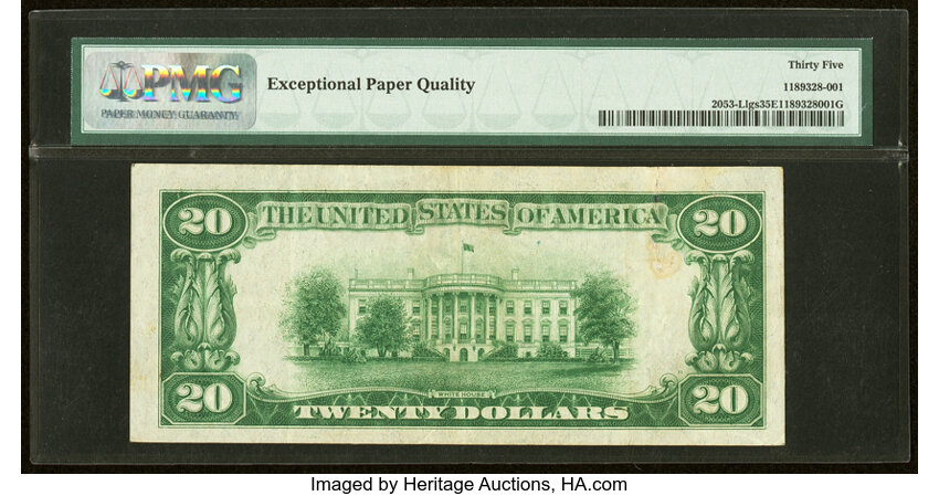 image for: Fr. 2053-L $20 1928C Light Green Seal Federal Reserve Note. PMG Choice Very Fine 35 EPQ....