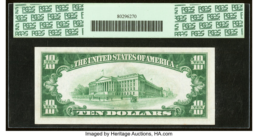 image for: Fr. 2003-G $10 1928C Light Green Seal Federal Reserve Note. PCGS Choice New 63PPQ....