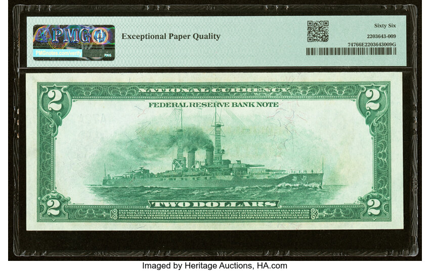 image for: Low Serial Number A72A Fr. 747 $2 1918 Federal Reserve Bank Note PMG Gem Uncirculated 66 EPQ....