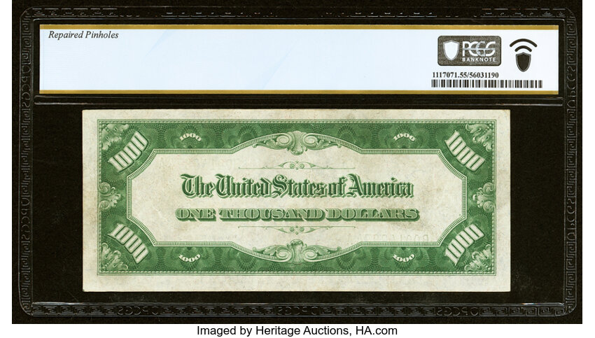 image for: Fr. 2211-B $1,000 1934 Federal Reserve Note. PCGS Banknote About Unc 55 Details....