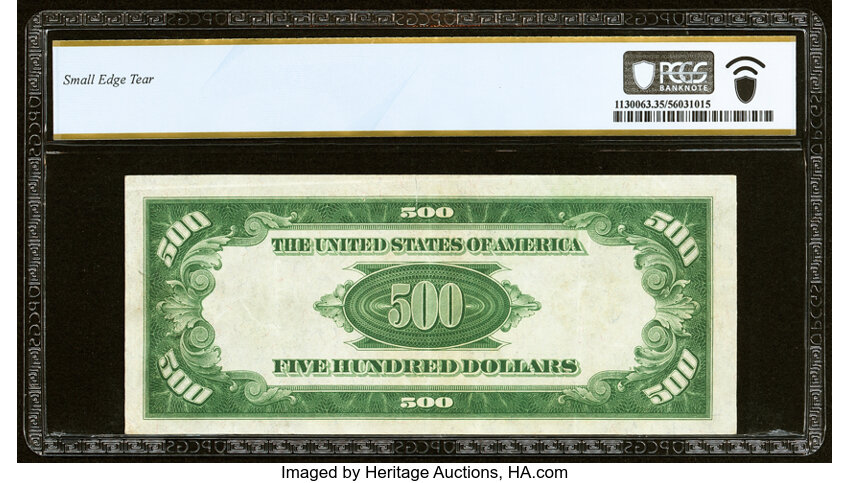 image for: Fr. 2201-A $500 1934 Federal Reserve Note. PCGS Banknote Choice VF 35....