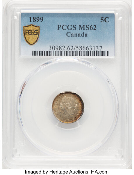 image for: Canada: Victoria 5 Cents 1899 MS62 PCGS,...
