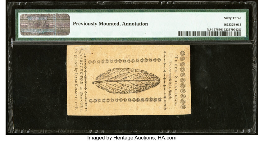 image for: Mar 25, 1776 New Jersey 3s PMG CU63 (Fr. NJ177)