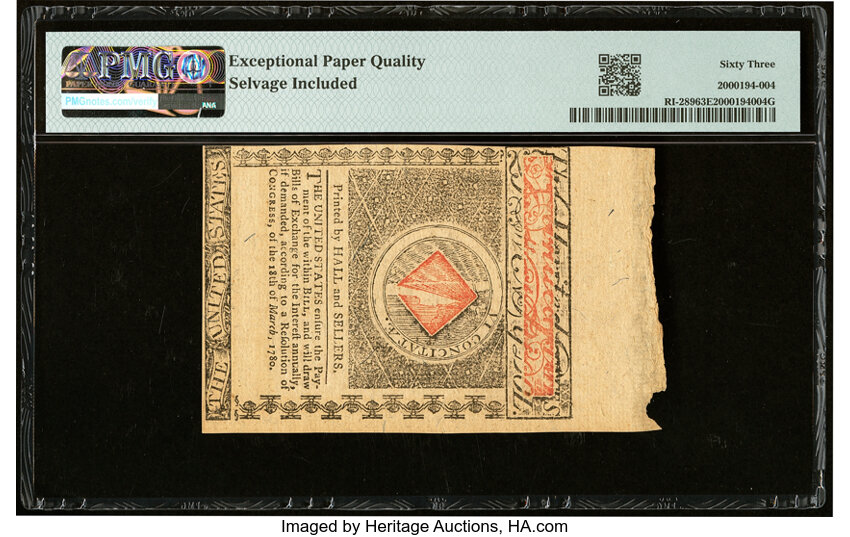 image for: Jul 2, 1780 Rhode Island $20  PMG CU63 (Fr. RI289)