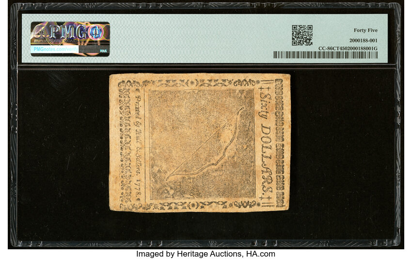 image for: Sep 26, 1778 Continental Congress $60  PMG XF45 (Fr. CC86)