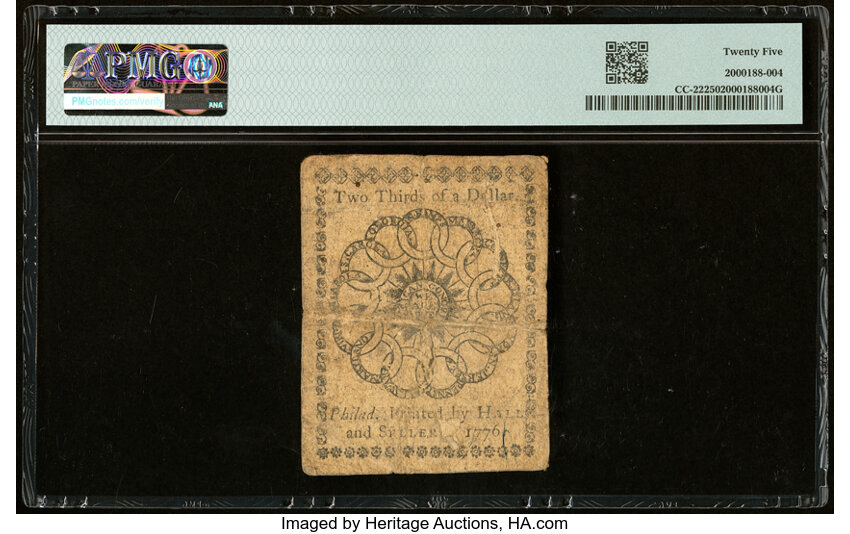 image for: Feb 17, 1776 Continental Congress $2/3 PMG VF25 (Fr. CC22)