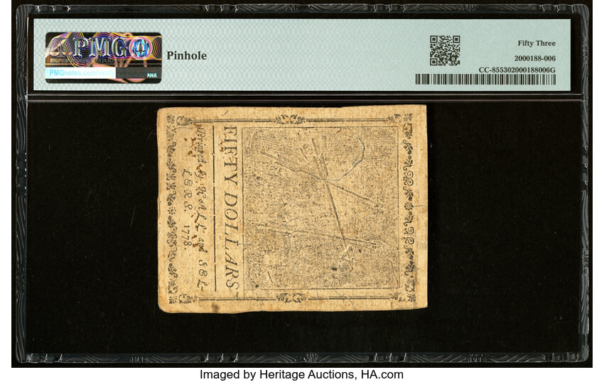 image for: Sep 26, 1778 Continental Congress $50  PMG AU53 (Fr. CC85)