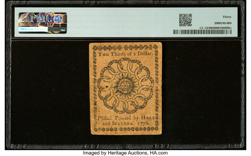 image for: Feb 17, 1776 Continental Congress $2/3 PMG VF30 (Fr. CC22)