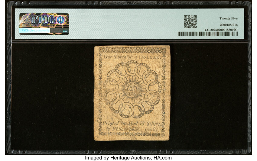 image for: Feb 17, 1776 Continental Congress $1/3 PMG VF25 (Fr. CC20)