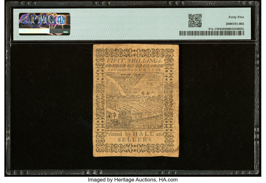 image for: Oct 1, 1773 Pennsylvania 50s PMG XF45 (Fr. PA170)
