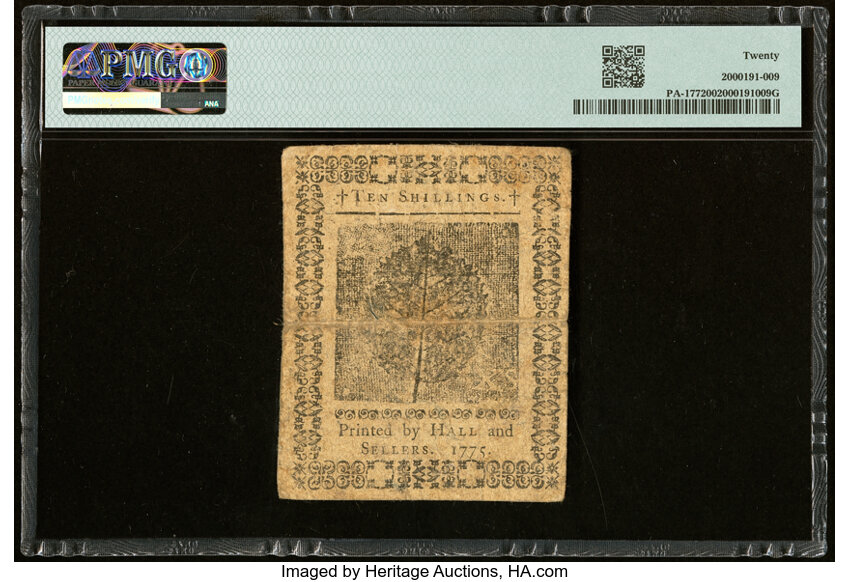image for: Pennsylvania July 20, 1775 10s PMG Very Fine 20....