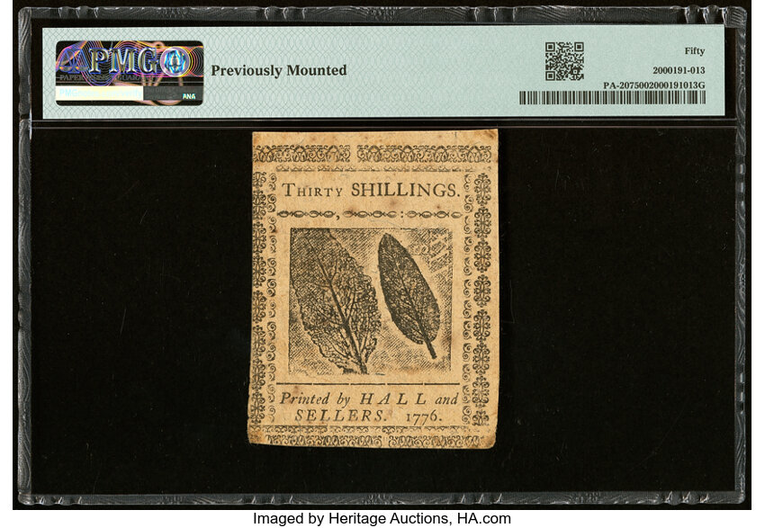 image for: Apr 25, 1776 Pennsylvania 30s PMG AU50 (Fr. PA207)