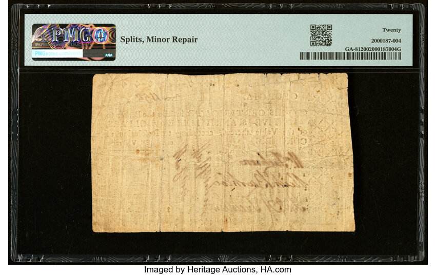 image for: Georgia 1776 (1776) Undated $5 Barrel Beehive PMG Very Fine 20....