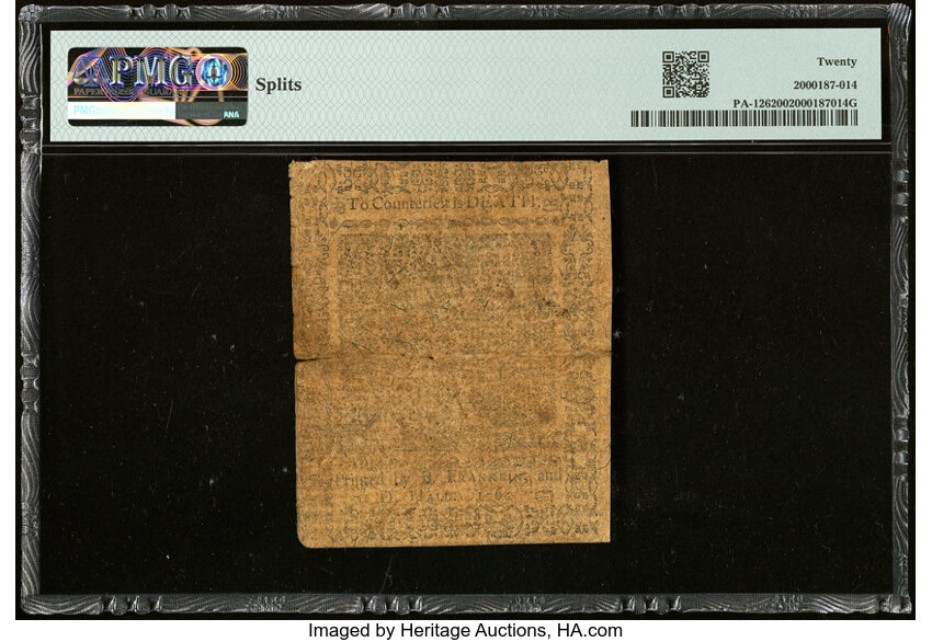 image for: Jun 18, 1764 Pennsylvania 20s PMG VF20 (Fr. PA126)