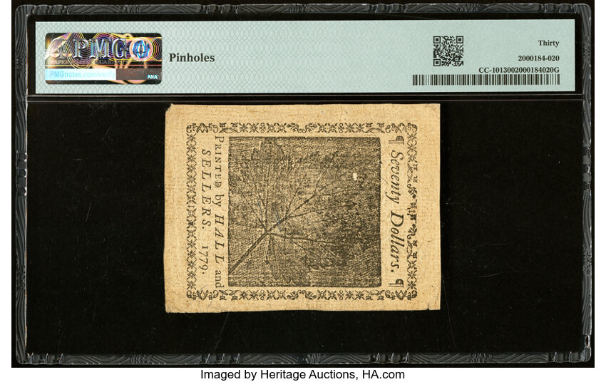 image for: Jan 14, 1779 Continental Congress $70  PMG VF30 (Fr. CC101)