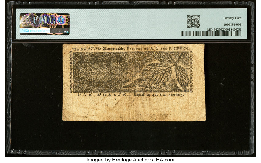 image for: Apr 10, 1774 Maryland $1  PMG VF25 (Fr. MD66)