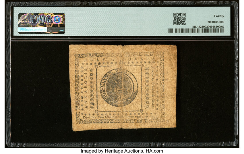 image for: Dec 7, 1775 Maryland $1/2 PMG VF20 (Fr. MD82)