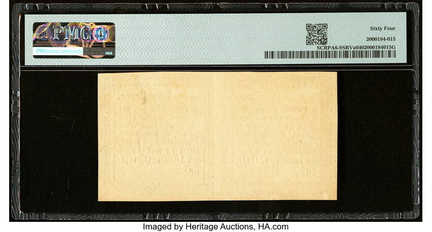 image for: Aug 6, 1789 Pennsylvania $3/90 PMG CU64 (Fr. PA274)
