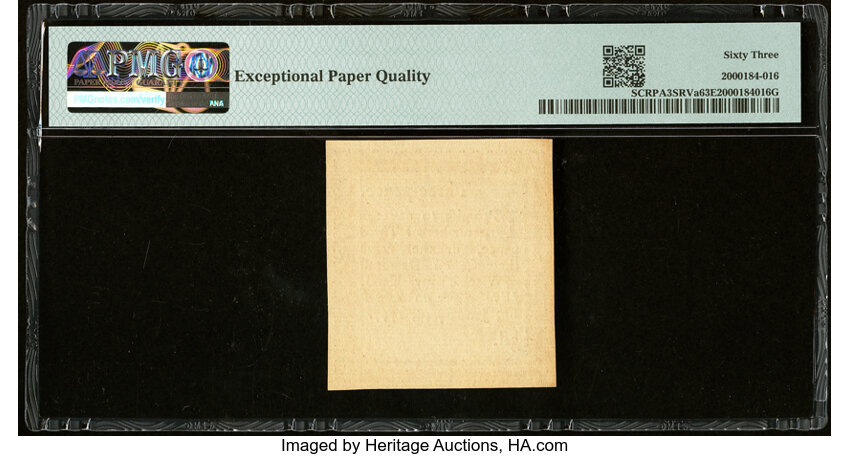 image for: Aug 6, 1789 Pennsylvania $3/90 PMG CU63 (Fr. PA274)