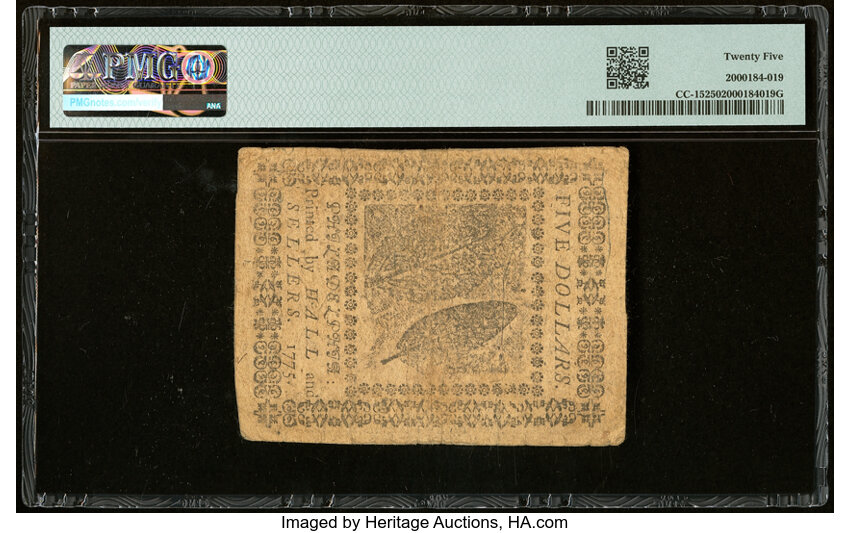 image for: Nov 29, 1775 Continental Currency $5  PMG VF25 (Fr. CC15)