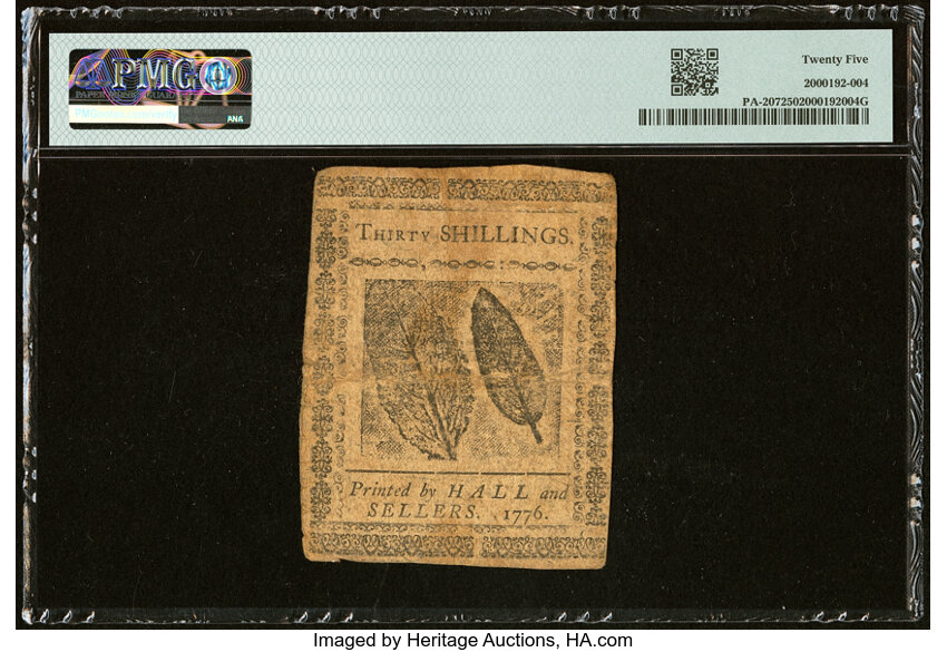 image for: Apr 25, 1776 Pennsylvania 30s PMG VF25 (Fr. PA207)