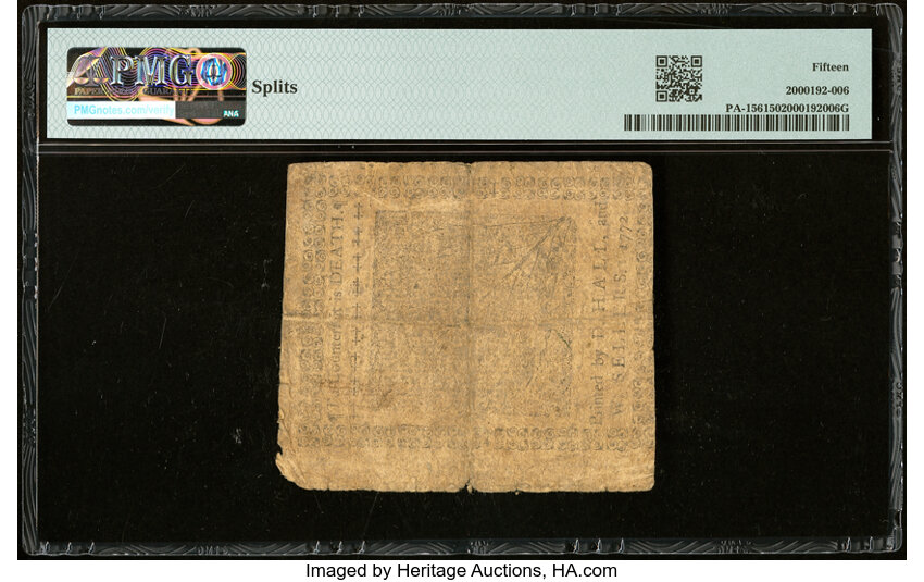 image for: Apr 3, 1772 Pennsylvania 2s PMG F15 (Fr. PA156)