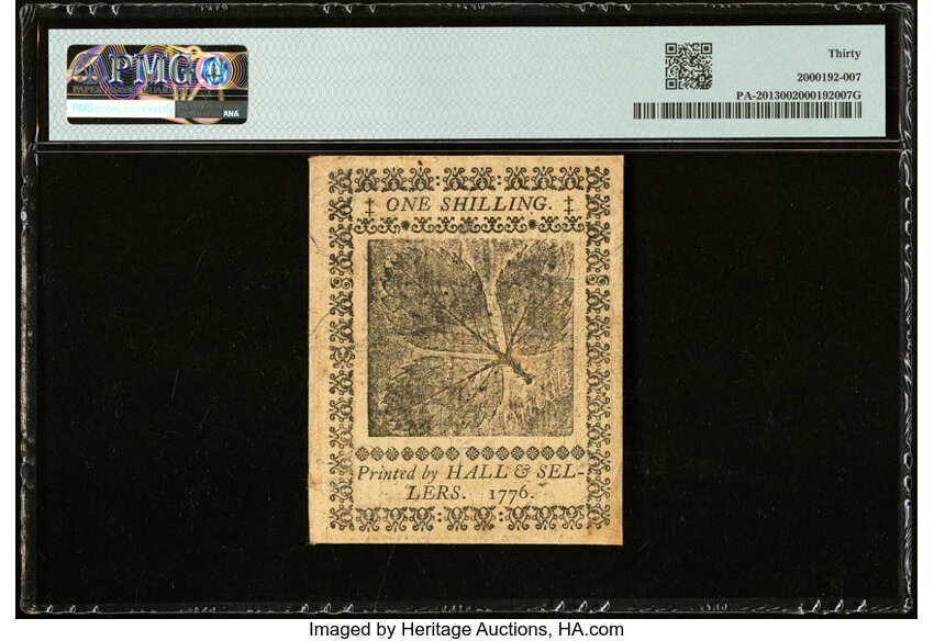 image for: Apr 25, 1776 Pennsylvania 1s PMG VF30 (Fr. PA201)