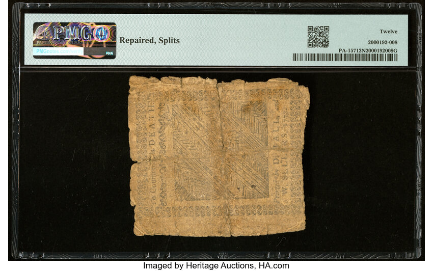 image for: Apr 3, 1772 Pennsylvania 2s6d PMG F12 (Fr. PA157)