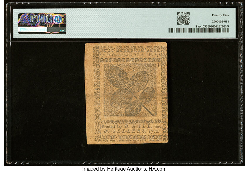 image for: Apr 3, 1772 Pennsylvania 18d PMG VF25 (Fr. PA155)