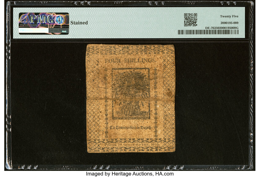 image for: Delaware January 1, 1776 4s PMG Very Fine 25....