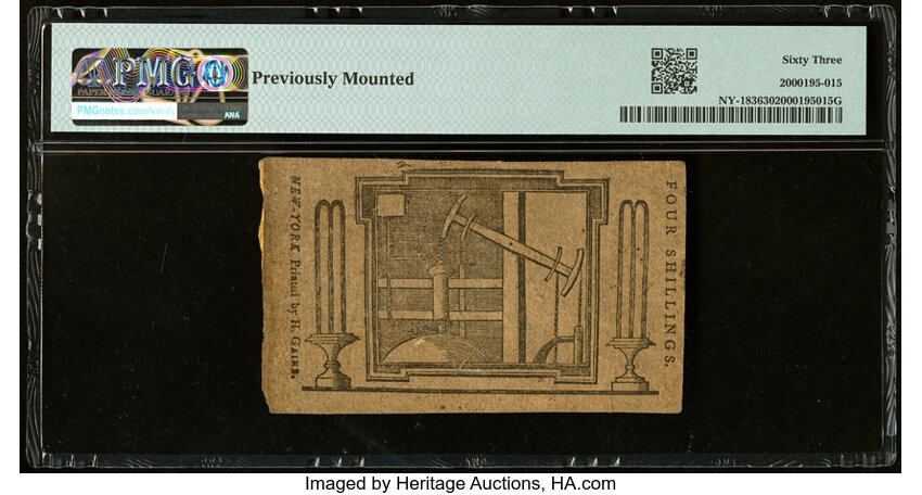 image for: Jan 6, 1776 New York 4s PMG CU63 (Fr. NY183)