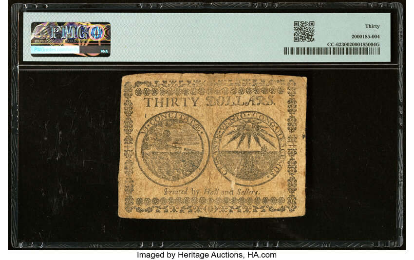image for: Feb 26, 1777 Continental Currency, Baltimore $30  PMG VF30 (Fr. CC62)