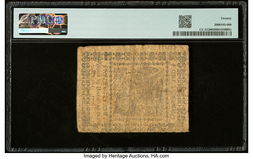 image for: Continental Currency May 9, 1776 $1 PMG Very Fine 20....