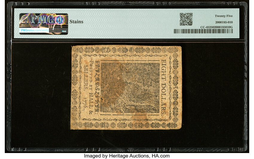 image for: Jul 22, 1776 Continental Congress $8  PMG VF25 (Fr. CC45)