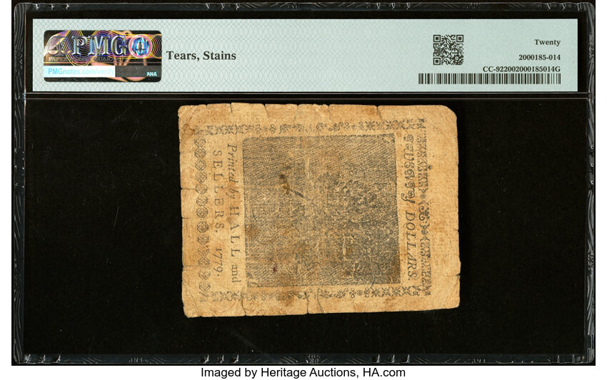 image for: Continental Currency January 14, 1779 $20 PMG Very Fine 20....