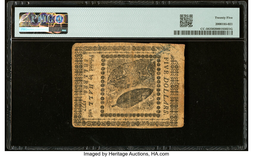 image for: Feb 26, 1777 Continental Congress, Baltimore $5  PMG VF25 (Fr. CC58)