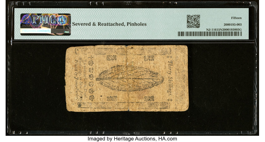 image for: New Jersey May 1, 1758 30s PMG Choice Fine 15 Net....