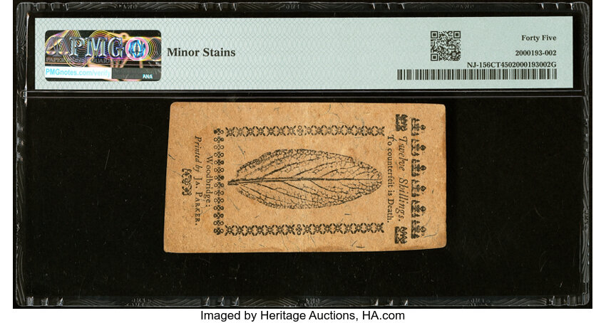 image for: Dec 31, 1763 New Jersey 12s PMG XF45 (Fr. NJ156)