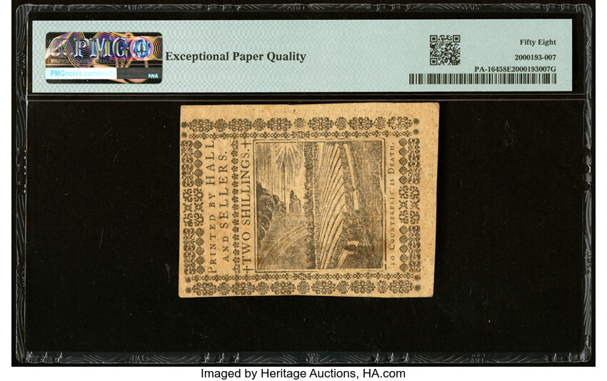 image for: Oct 1, 1773 Pennsylvania 2s PMG AU58 (Fr. PA164)