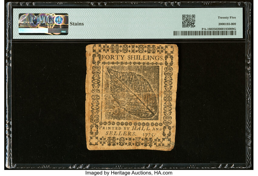 image for: Jul 20, 1775 Pennsylvania 40s PMG VF25 (Fr. PA180)