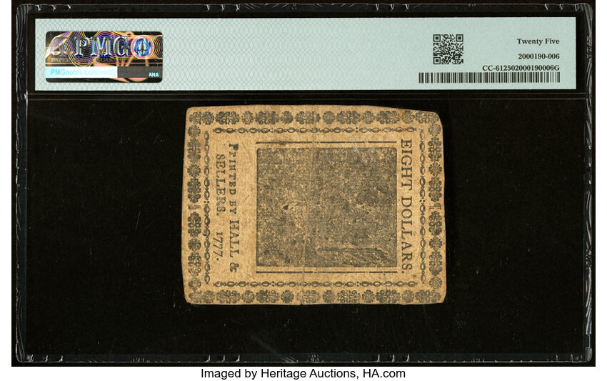 image for: Feb 26, 1777 Continental Congress, Baltimore $8  PMG VF25 (Fr. CC61)