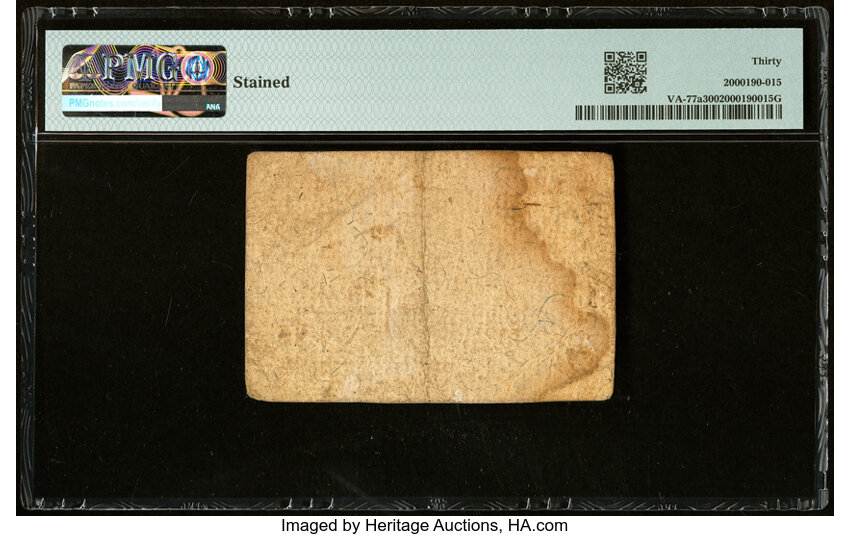 image for: Virginia July 17, 1775 20s PMG Very Fine 30....