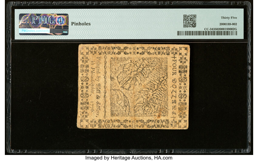 image for: May 9, 1776 Continental Congress $4  PMG VF35 (Fr. CC34)