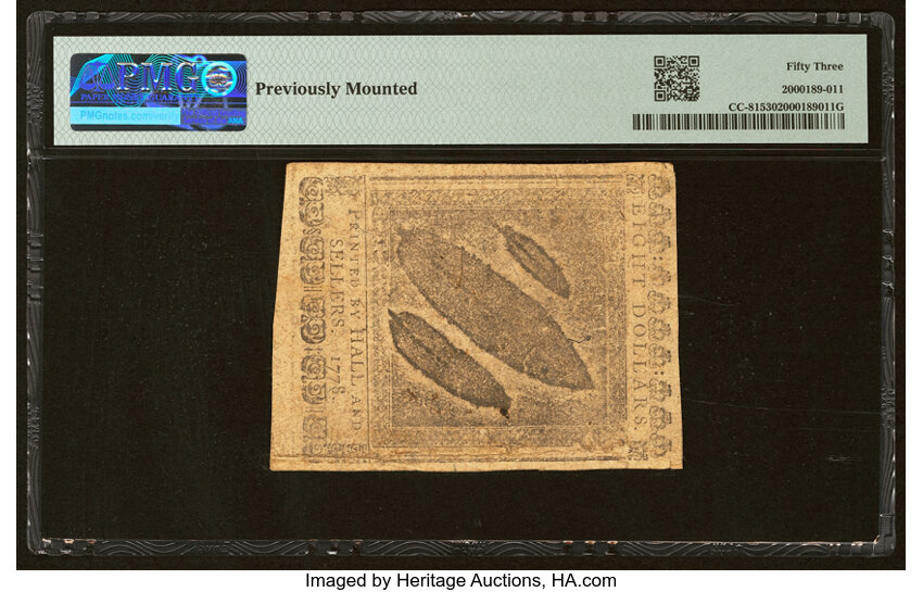 image for: Sep 26, 1778 Continental Congress $8  PMG AU53 (Fr. CC81)