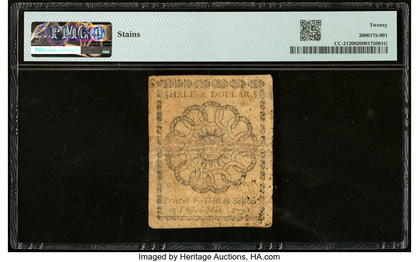 image for: Feb 17, 1776 Continental Congress $1/2 PMG VF20 (Fr. CC21)