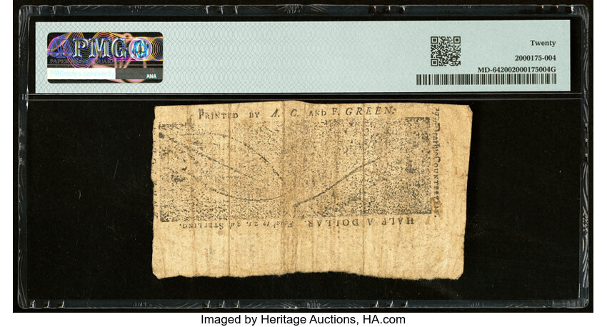 image for: Apr 10, 1774 Maryland $1/2 PMG VF20 (Fr. MD64)