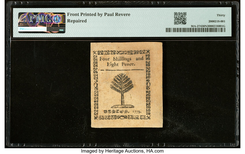 image for: Dec 1, 1779 Massachussetts 4s8d PMG VF30 (Fr. MA274)