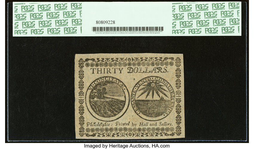 image for: Nov 2, 1776 Continental Congress $30  PCGS CU64 (Fr. CC54)