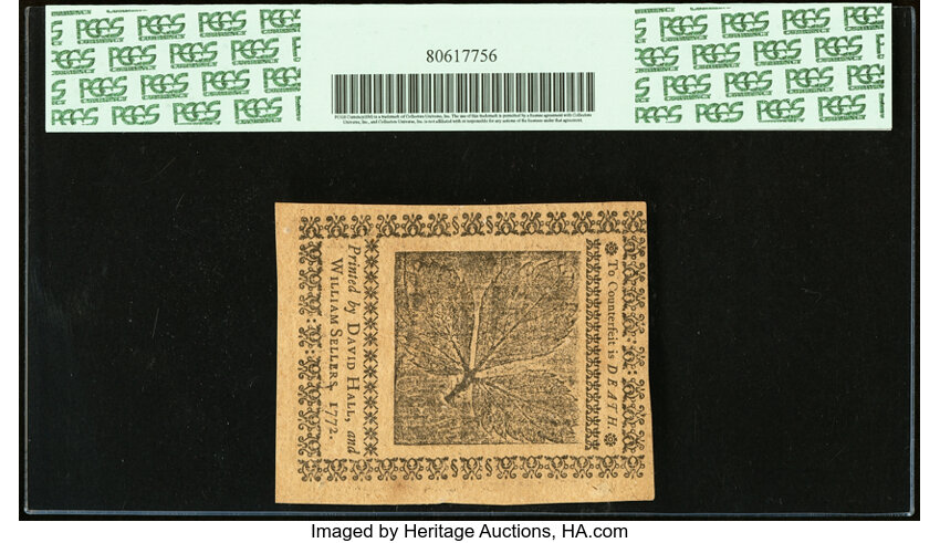image for: Apr 3, 1772 Pennsylvania 1s PCGS CU63 (Fr. PA154)
